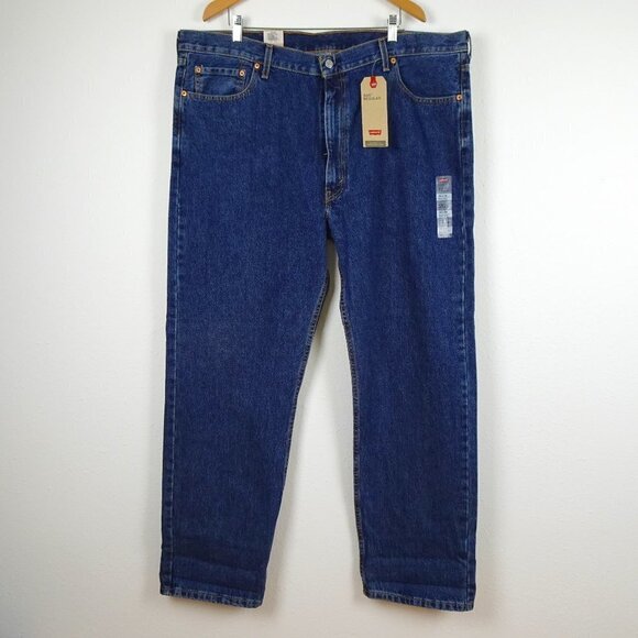 Levi's 505 Straight Leg Jeans Big Men's Size 46x34 Blue Denim Cotton